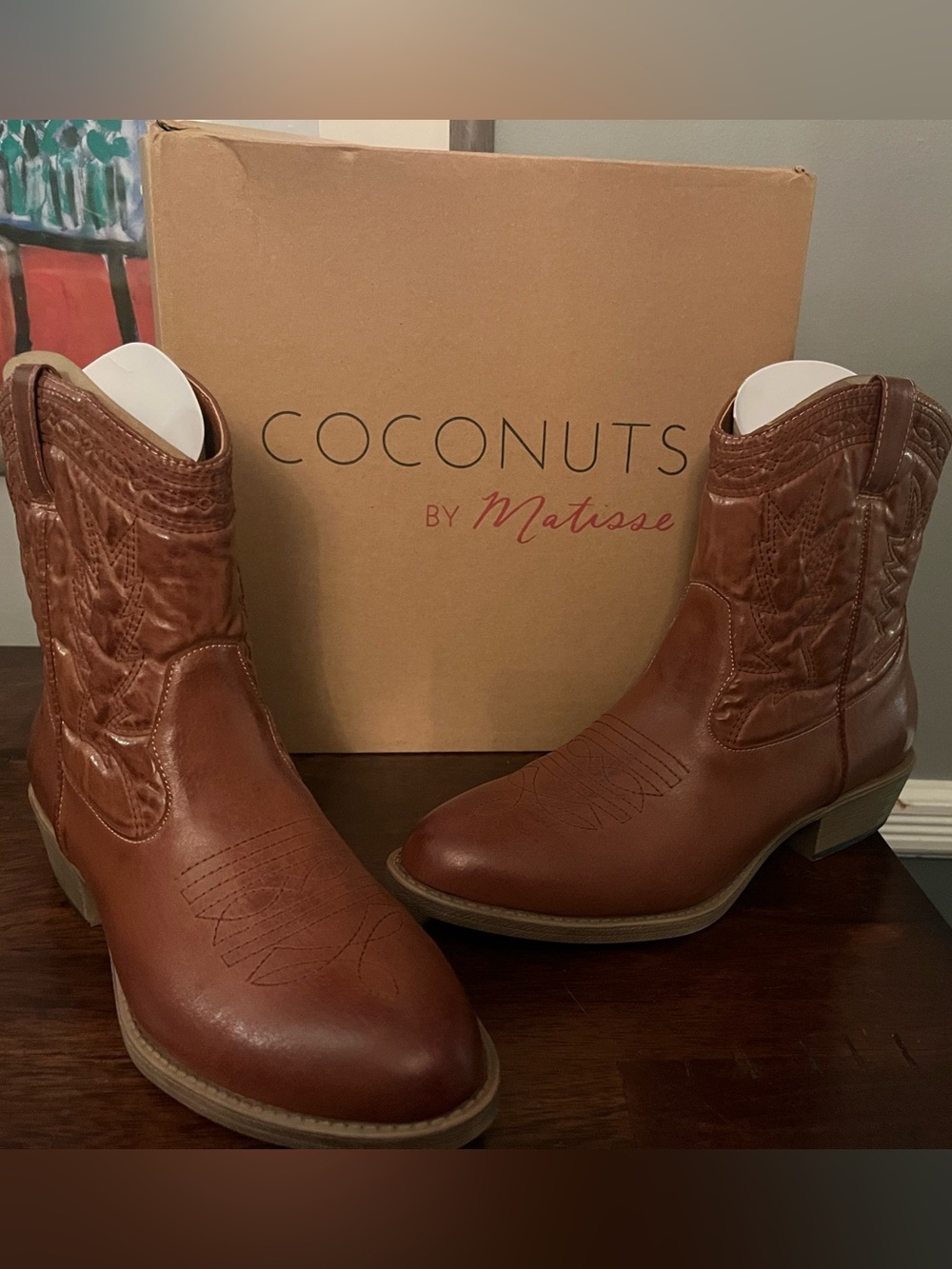 New Coconuts by Matisse Tan Leather Western Ankle Boots
